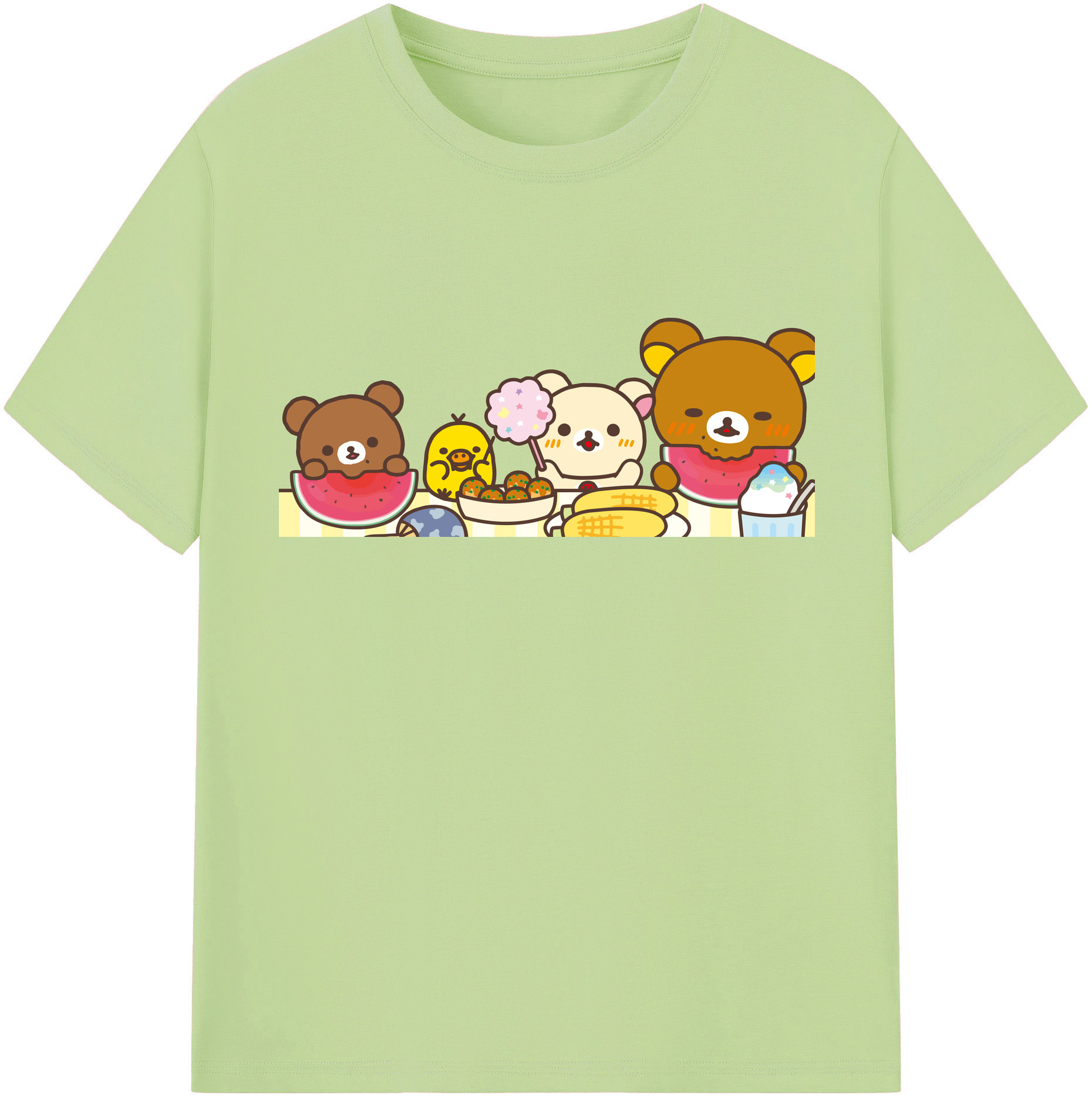 （画像用） リラックマ リラックマ キイロイトリ Rilakkuma Korilakkuma Kiiroitori 綿100％半袖Tシャツ（フロントプリント）